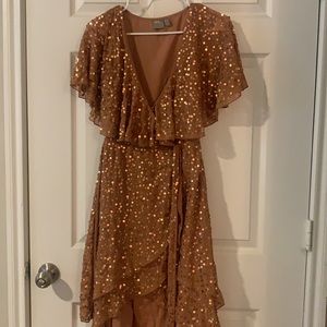 ASOS midi dress with cape back in scatter sequin